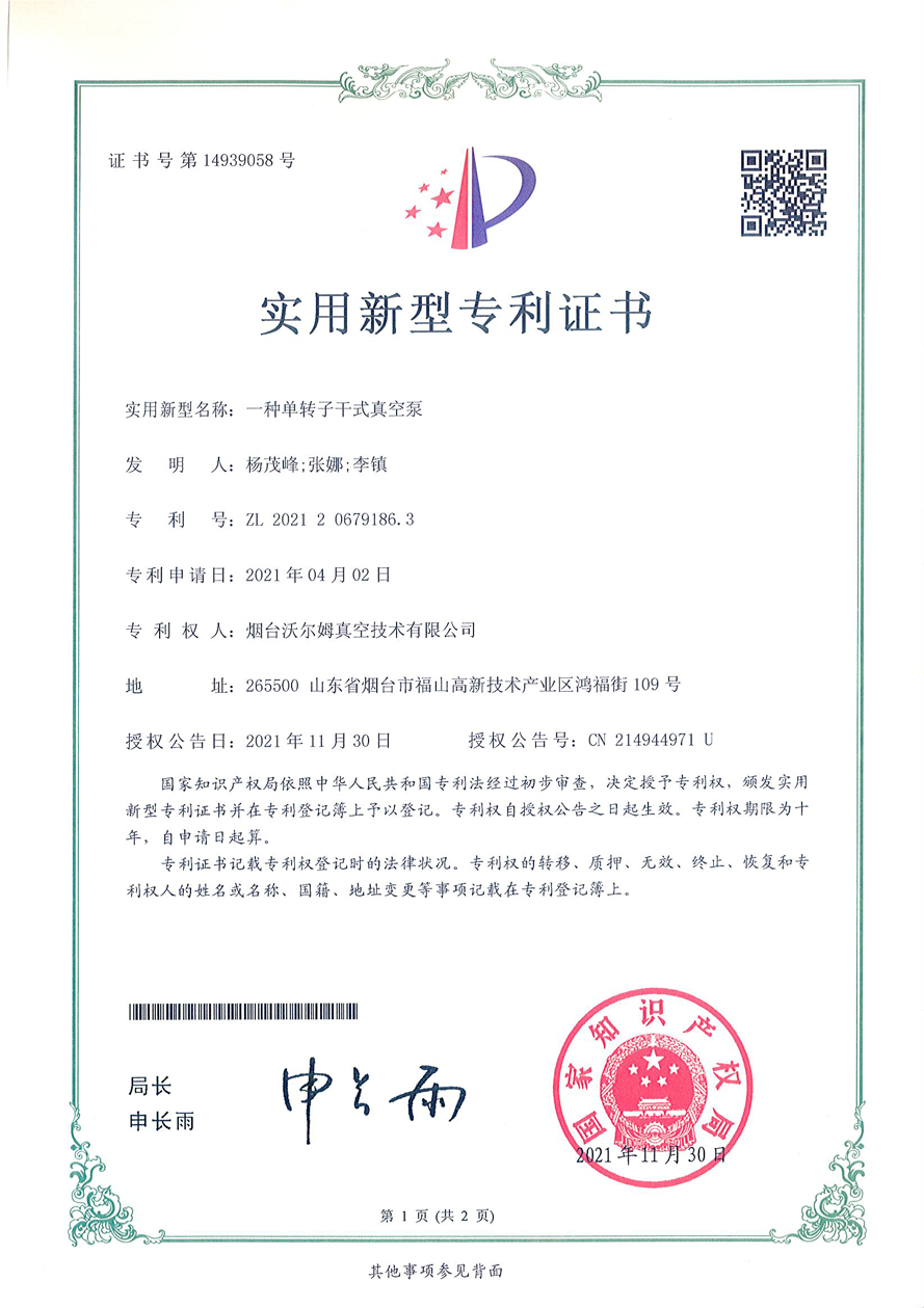 一種單轉子干式真空泵